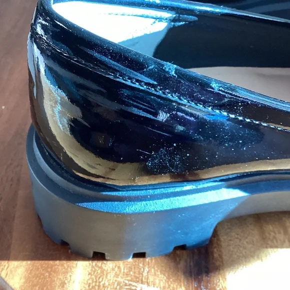 Stuart Weitzman June lug loafers Black Patent leather with Buckle 9 - Picture 6 of 13